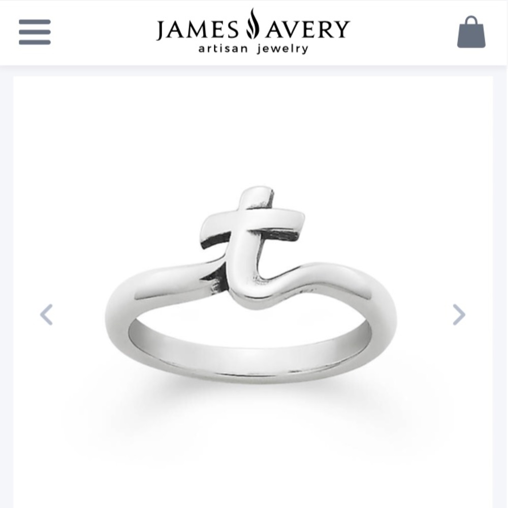 James Avery Script Initial Ring T